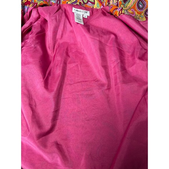 Coldwater Creek Colorful Jacket XS Pink Orange Boho Artsy Floral Art To Wear - Picture 8 of 9